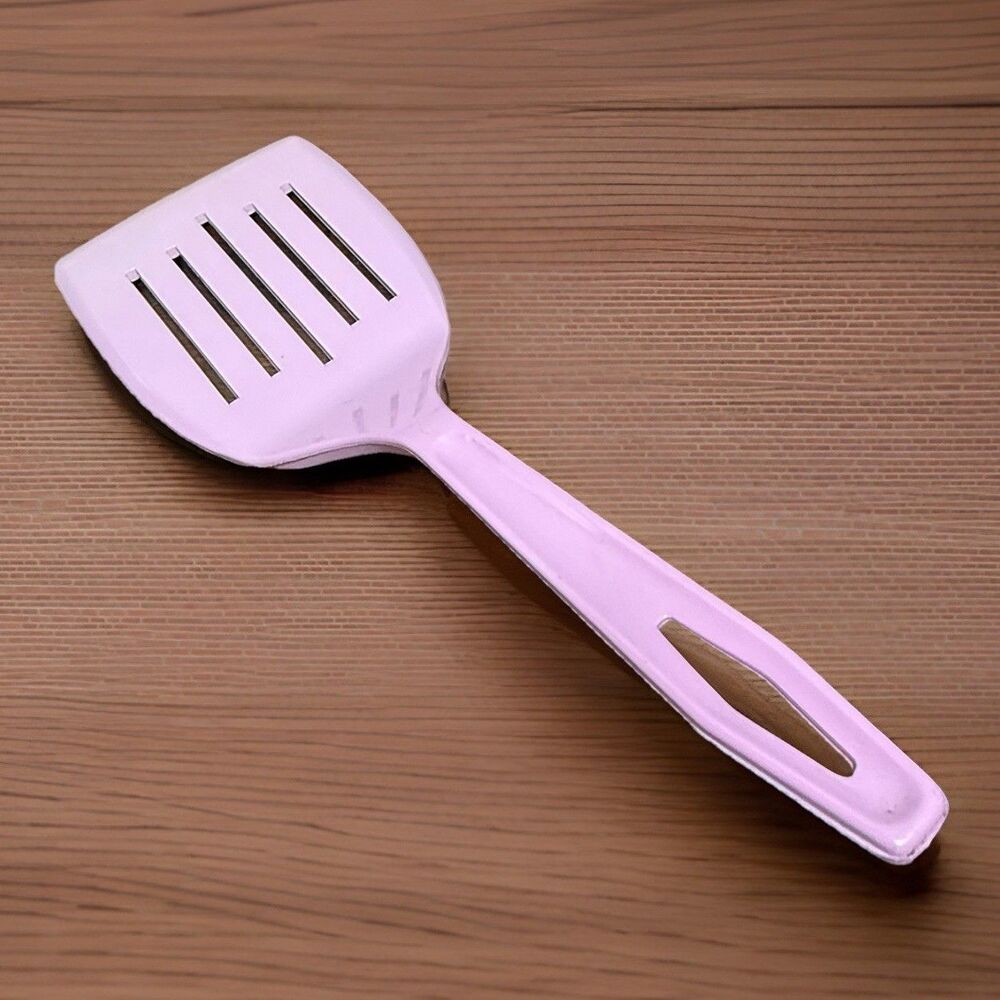 VTG  Nylon Plastic 5 Slotted Wide Spatula Turner Country Pink Mauve 11x4” 90s